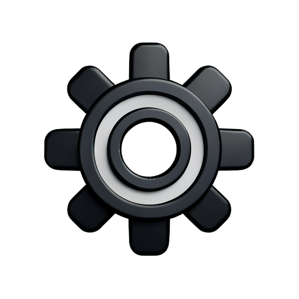 gear 3d rendering icon illustration comma separated, no special characters png