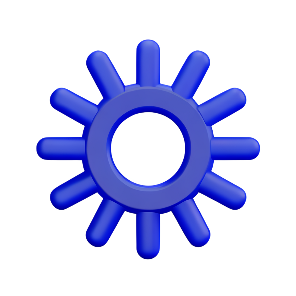 gear 3d rendering icon illustration comma separated, no special characters png