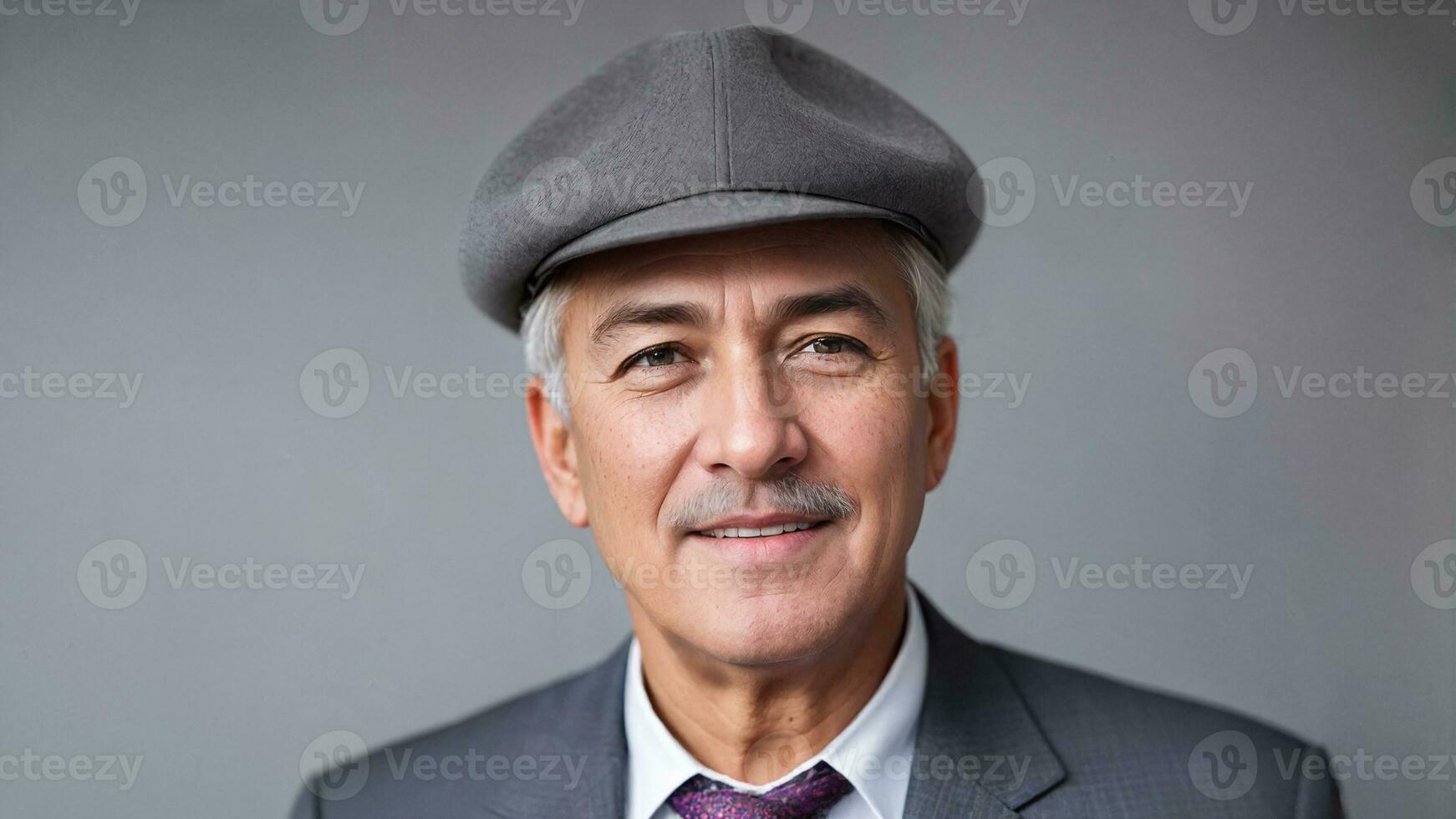 Businessman in a hat smiling. Generative AI photo