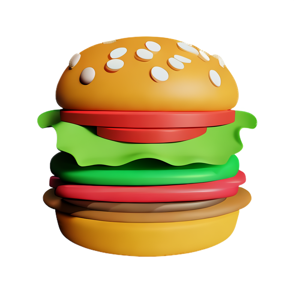 hamburger 3d rendering icon illustration png