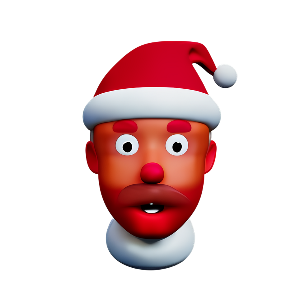 santa claus face 3d rendering icon illustration png