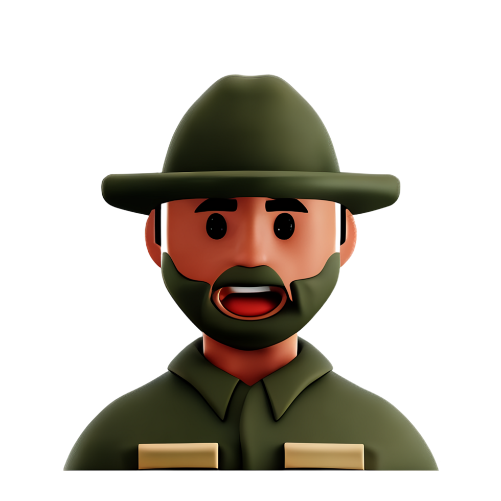 soldado cara 3d representación icono ilustración png