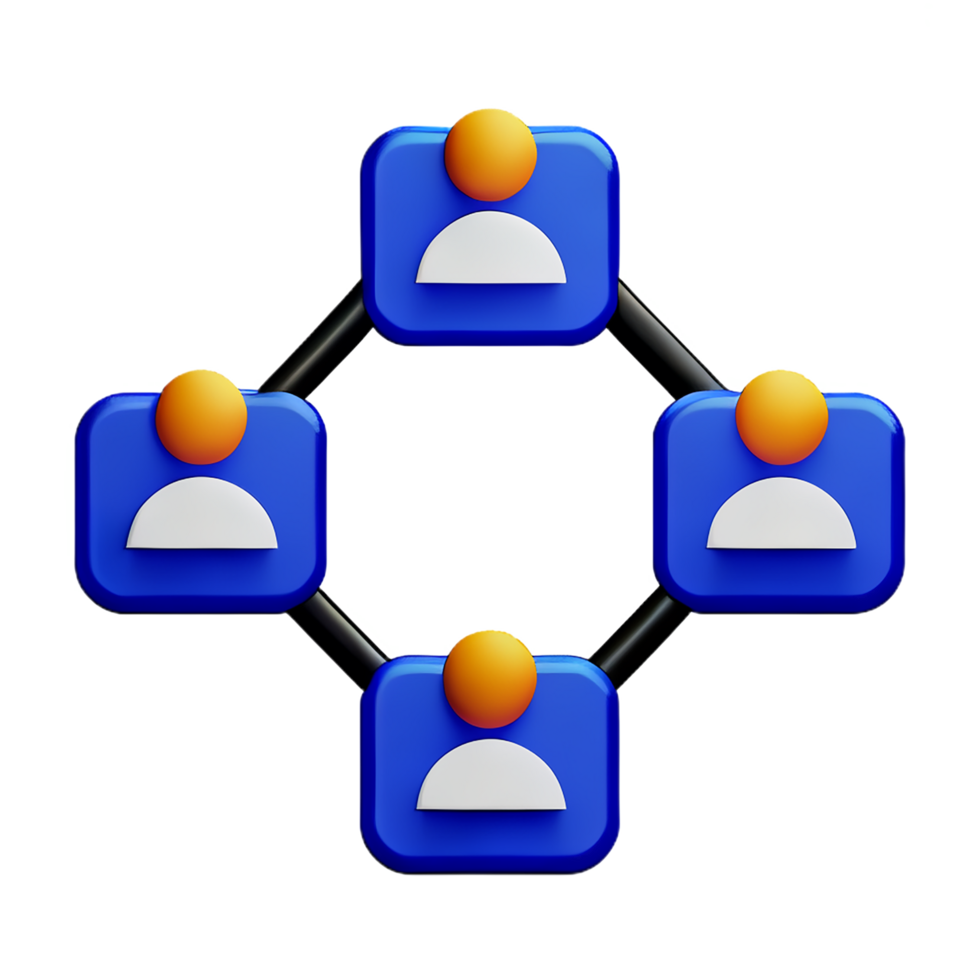 network 3d rendering icon illustration png