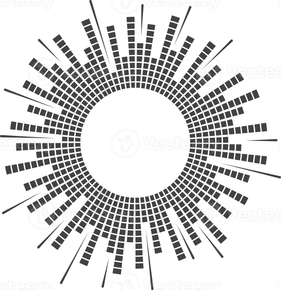 Circle sound wave. Audio music equalizer. Round circular icon. Spectrum radial pattern and frequency frame png