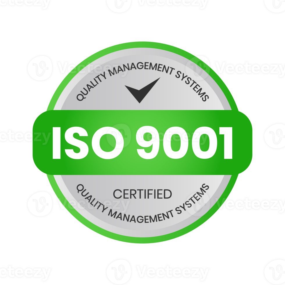 iso 9001 gecertificeerd rubber stempel, insigne, label, logo, qms standaard, Internationale kwaliteit beheer systemen goedgekeurd embleem met controleren markering, bedrijf ontwerp elementen png