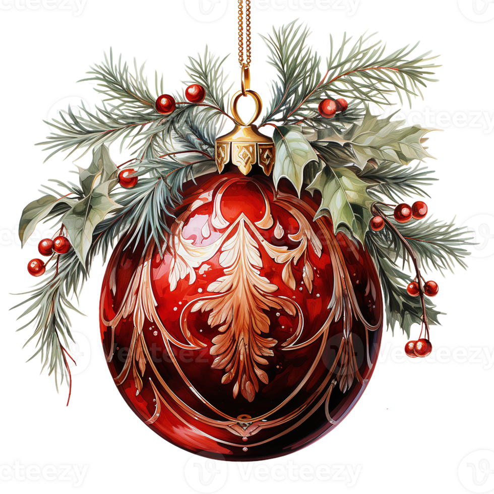 vattenfärg jul träd dekoration isolerat på transparent bakgrund. ai generativ png