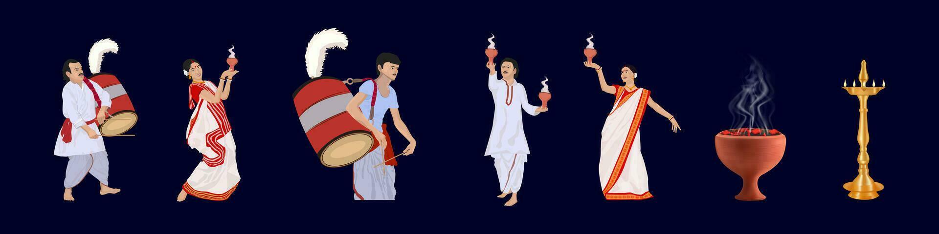 Durga puja dhunuchi naaj vector