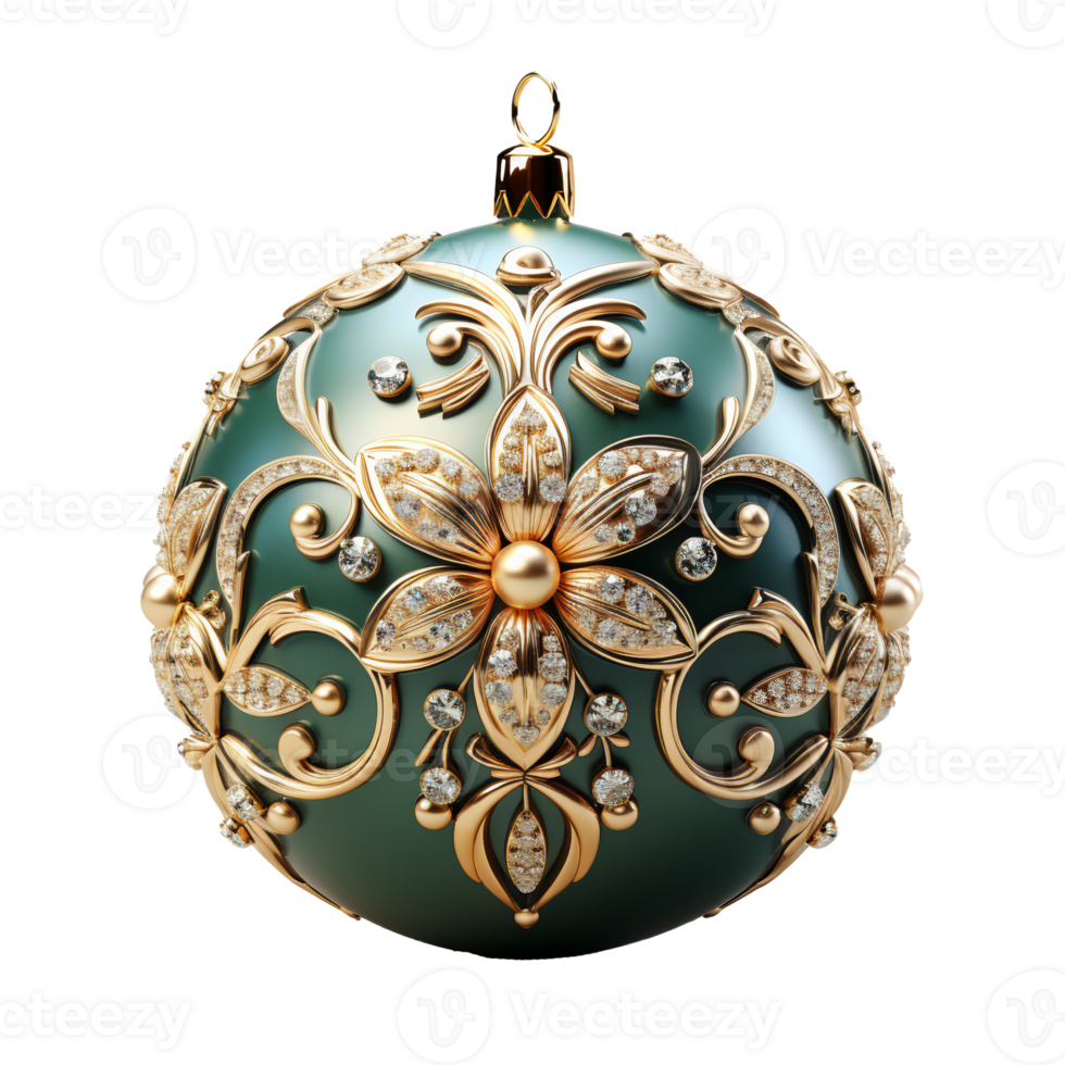 3d luxury Blue Christmas ball decorated with gold, AI Generative. png