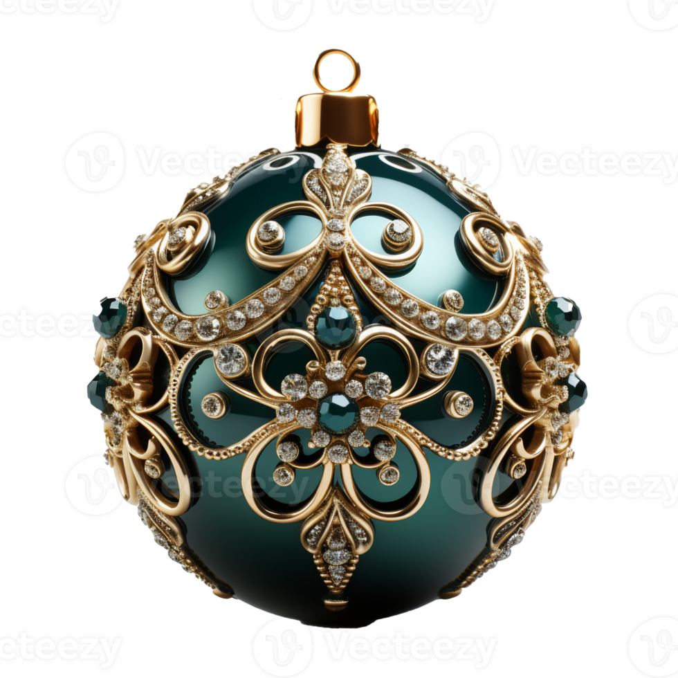 3d luxury Blue Christmas ball decorated with gold, AI Generative. png