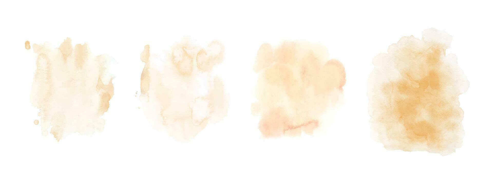 Set of light orange watercolor texture hand-painted vector