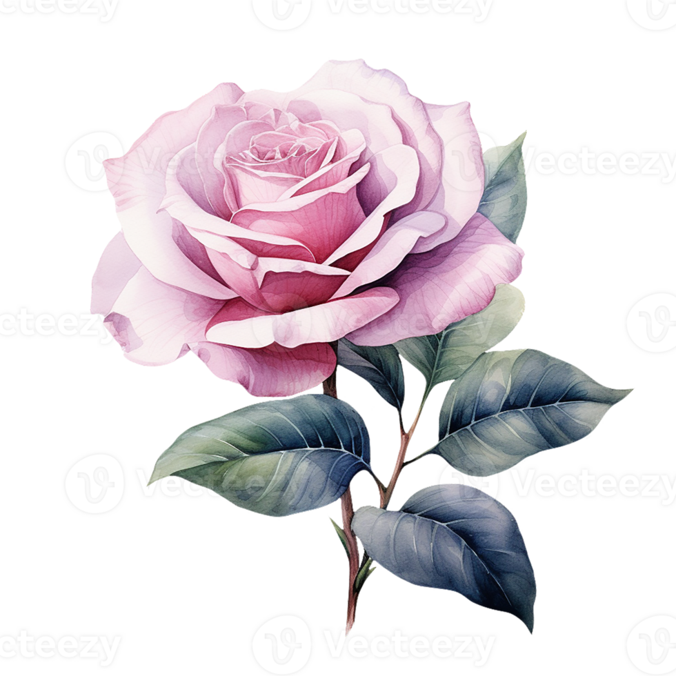 Pink watercolor rose flower. AI Generative Pro PNG