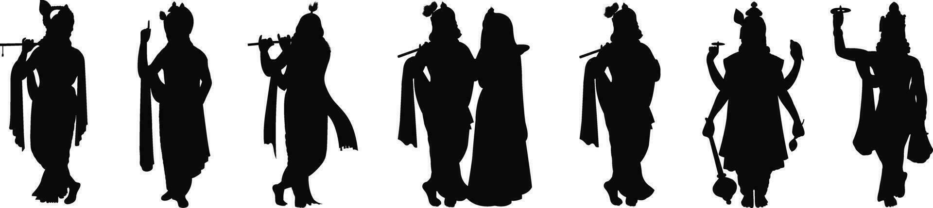 Lord Krishna Silhouette Illustration For Happy Janmashtami vector