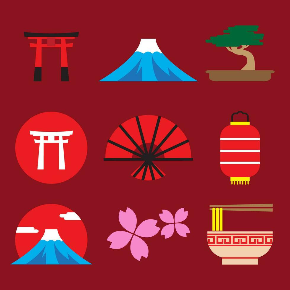 The  Japanese elements icon for decoration concept vector