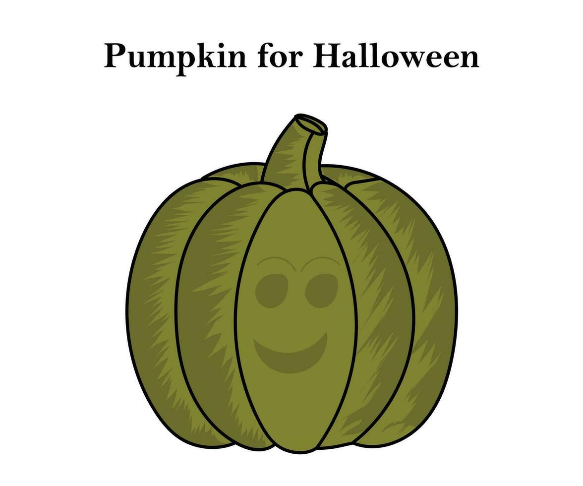 Pumpkin for Halloween and Thanksgiving for olive color design with vector illustration