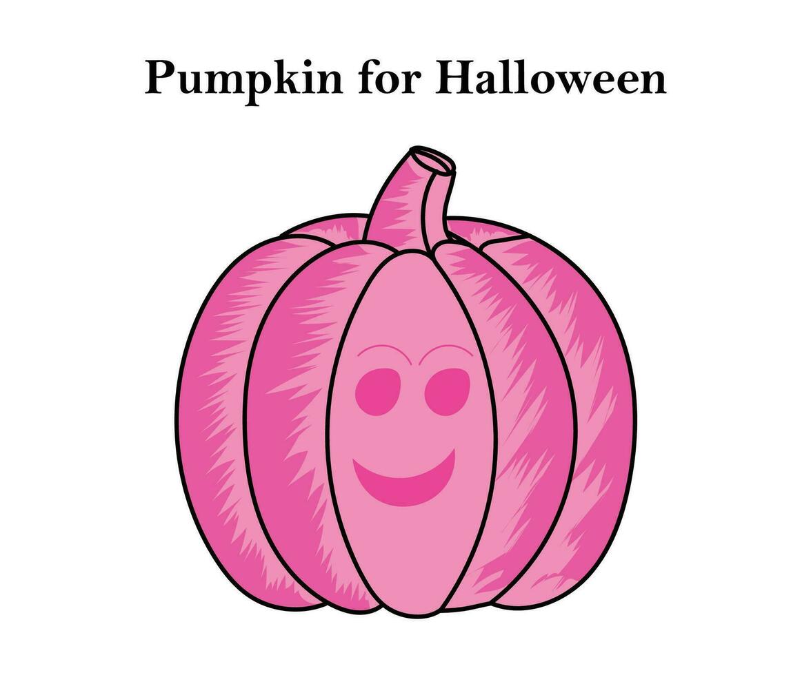 Pumpkin for Halloween and Thanksgiving for light pink color design with vector illustration