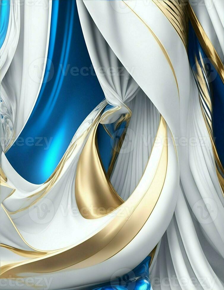 curtains in white, silver, gold and blue colors, abstract illustration photo