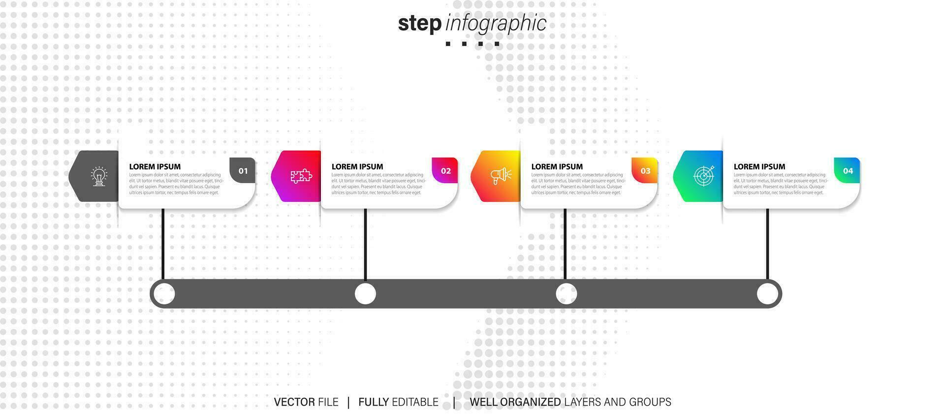 Timeline infographic thin line design with icons. Template for graph, diagram, presentations. Business concept with 4 options. Vector illustration.