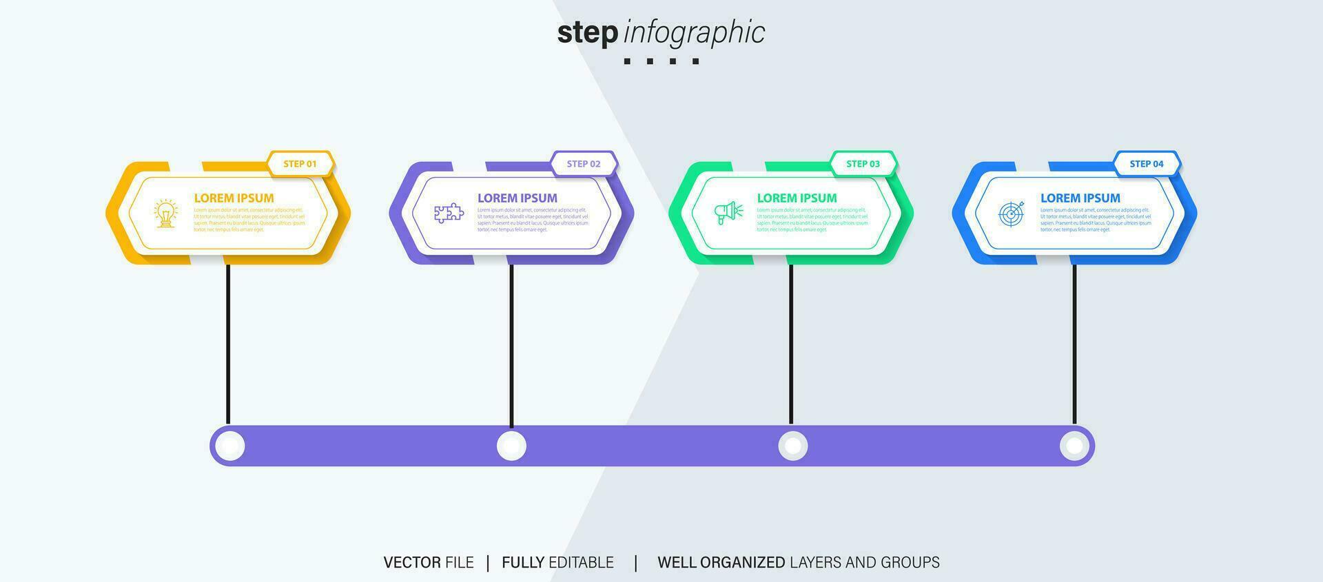 Timeline infographic thin line design with icons. Template for graph, diagram, presentations. Business concept with 4 options. Vector illustration.