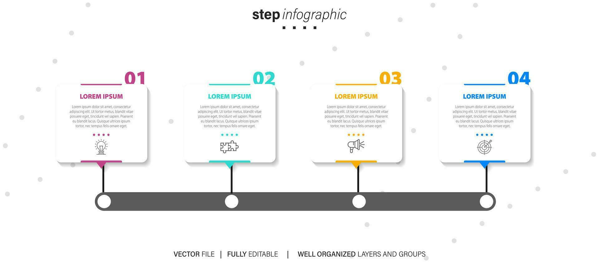 Timeline infographic thin line design with icons. Template for graph, diagram, presentations. Business concept with 4 options. Vector illustration.
