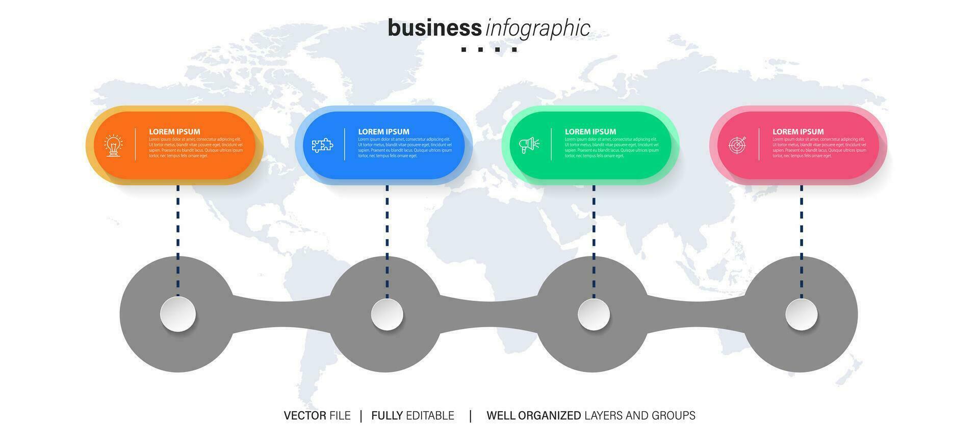 cronograma infografía Delgado línea diseño con iconos modelo para grafico, diagrama, presentaciones negocio concepto con 4 4 opciones vector ilustración.