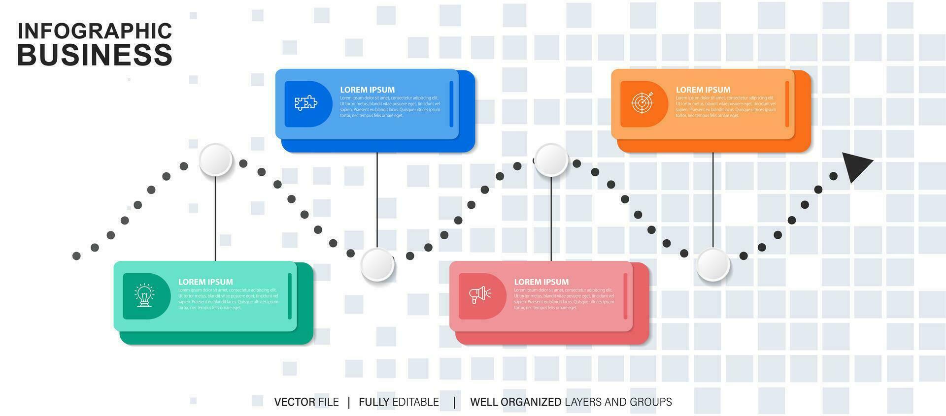 Business infographic template. Thin line design label with icon and 4 options, steps or processes. vector