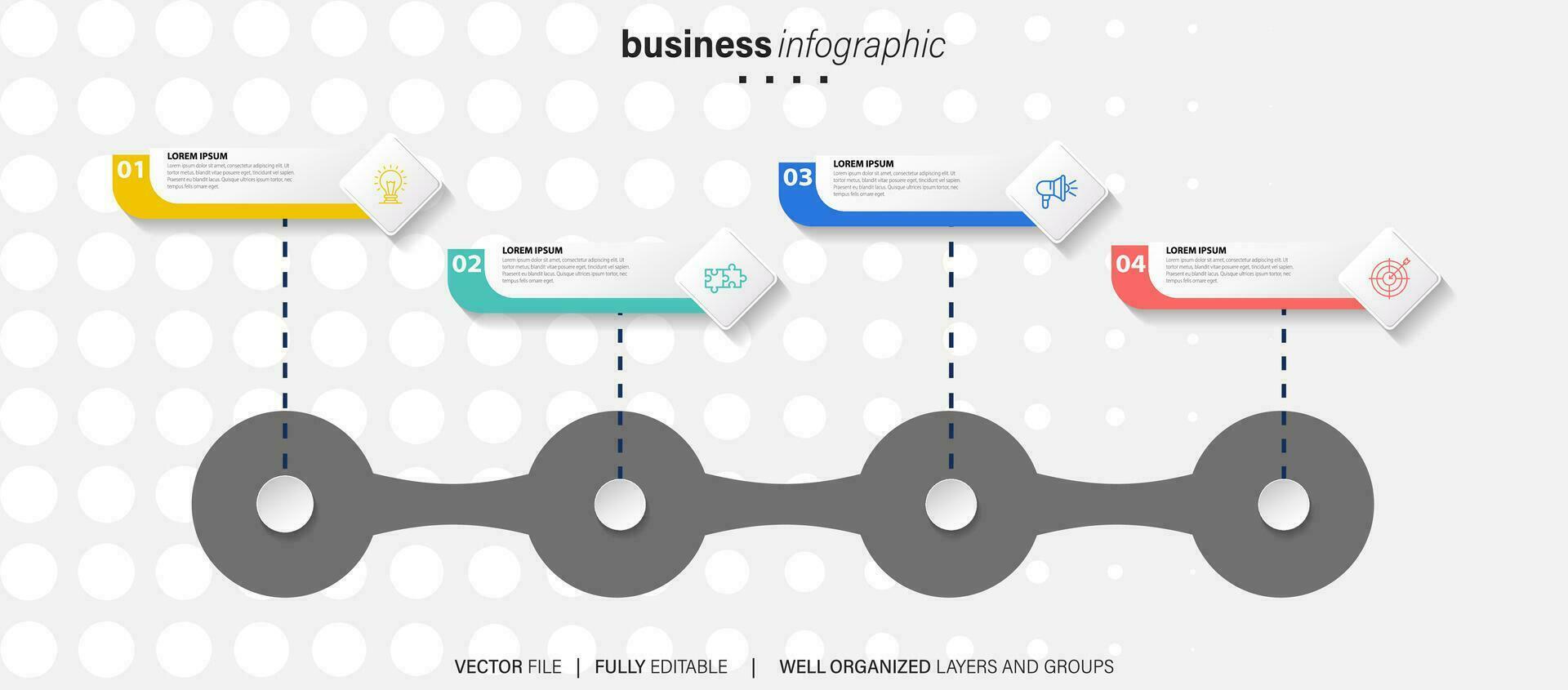 Business infographic template. Thin line design label with icon and 4 options, steps or processes. vector