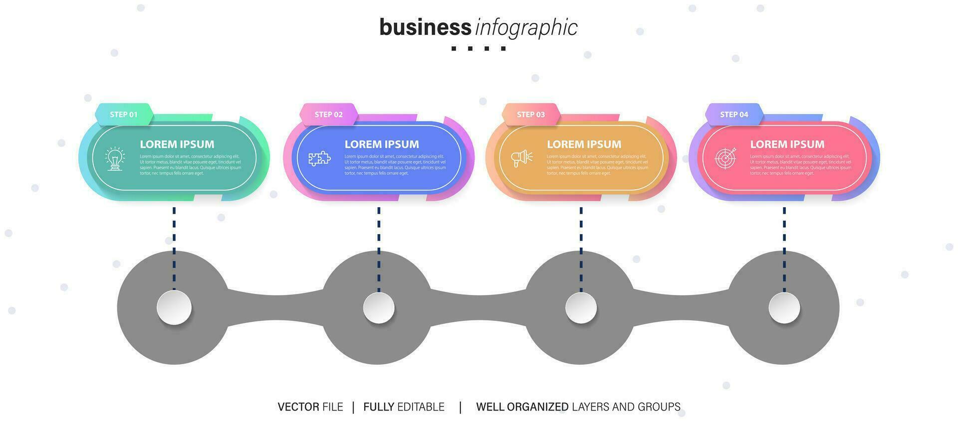 Timeline infographic thin line design with icons. Template for graph, diagram, presentations. Business concept with 4 options. Vector illustration.