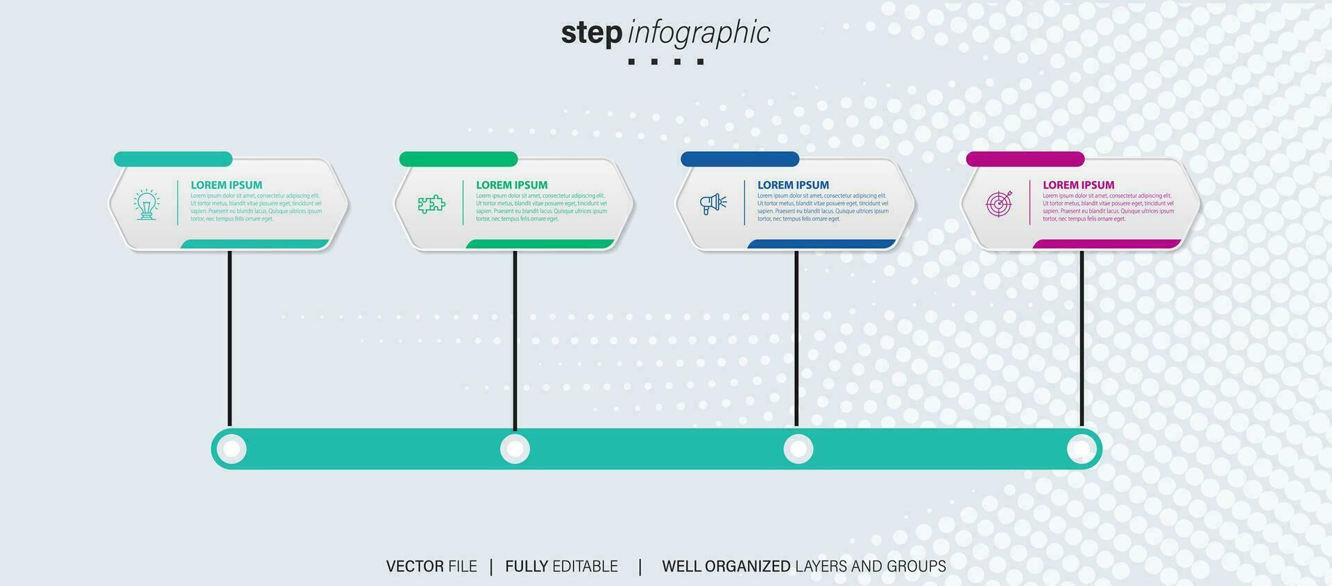 Timeline infographic thin line design with icons. Template for graph, diagram, presentations. Business concept with 4 options. Vector illustration.