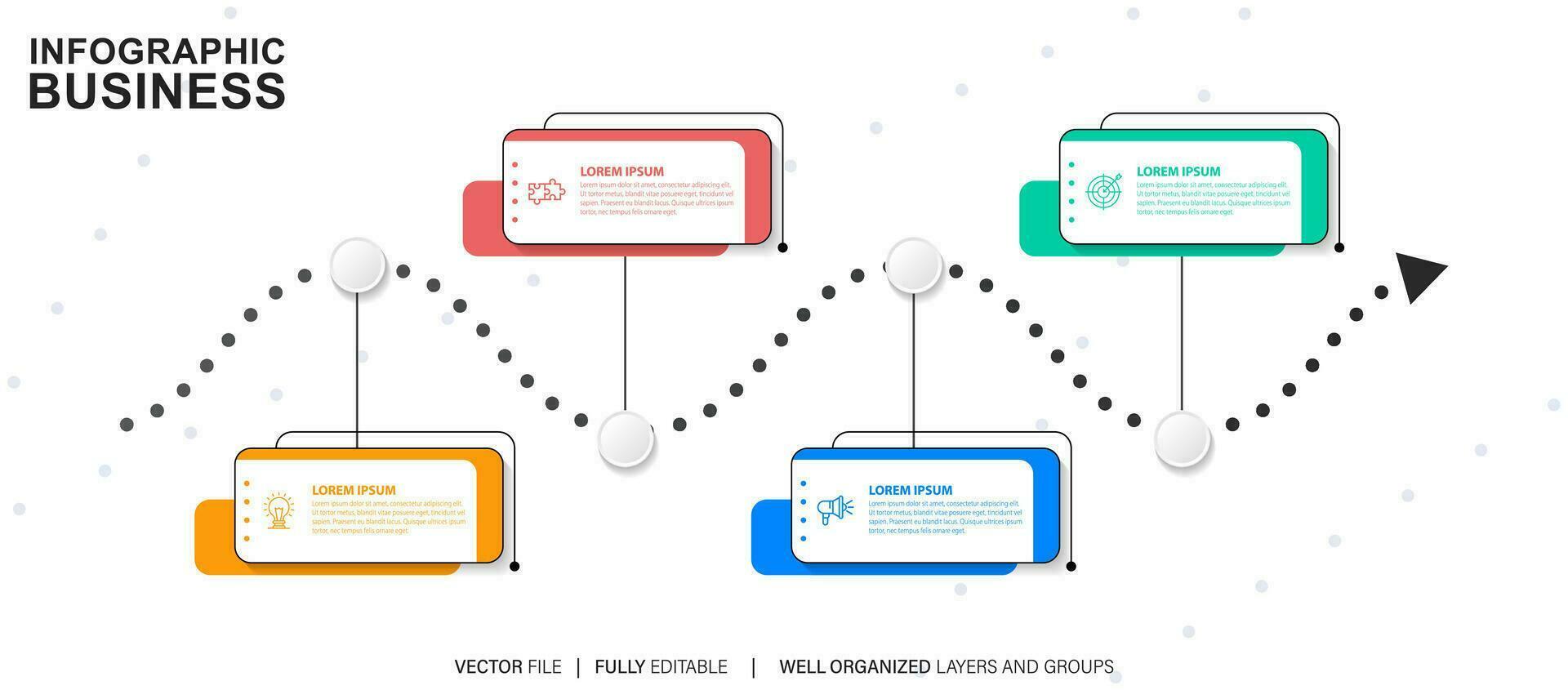 Timeline infographic thin line design with icons. Template for graph, diagram, presentations. Business concept with 4 options. Vector illustration.