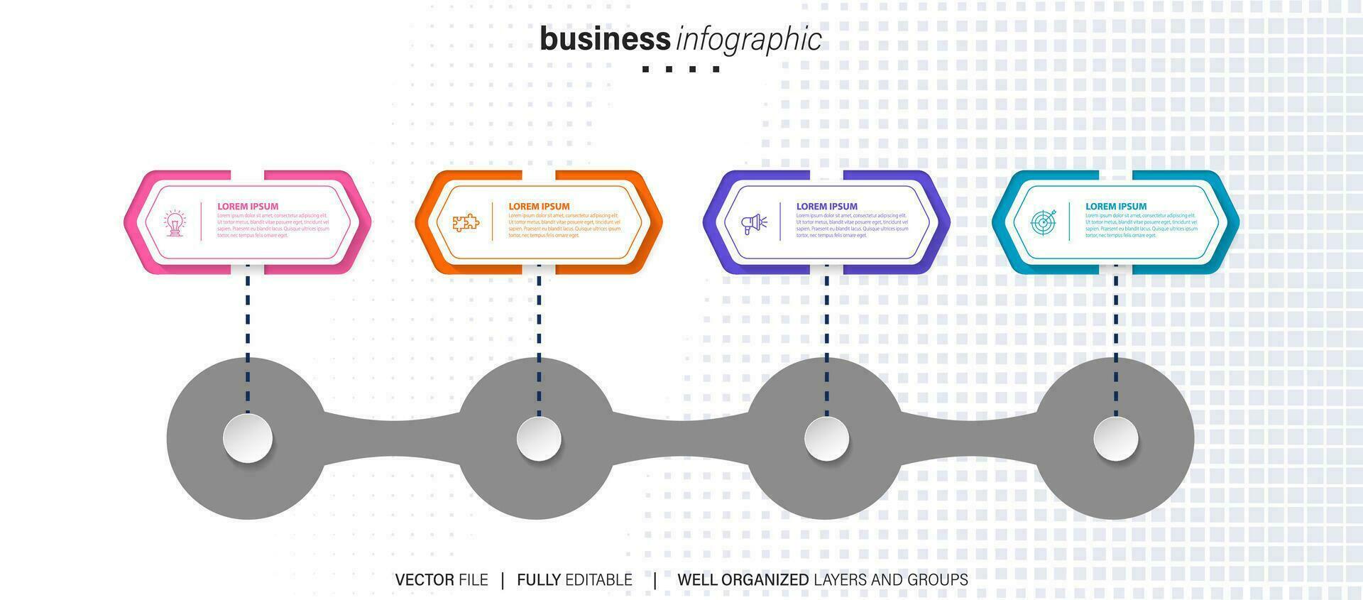 cronograma infografía Delgado línea diseño con iconos modelo para grafico, diagrama, presentaciones negocio concepto con 4 4 opciones vector ilustración.