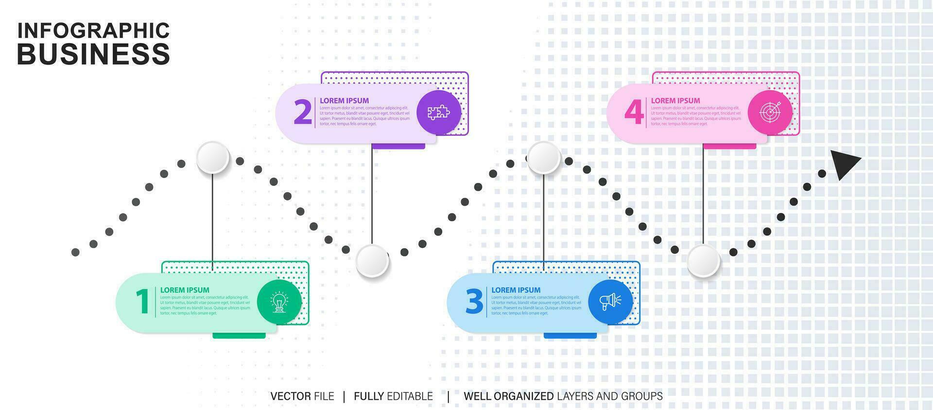 Business infographic template. Thin line design label with icon and 4 options, steps or processes. vector