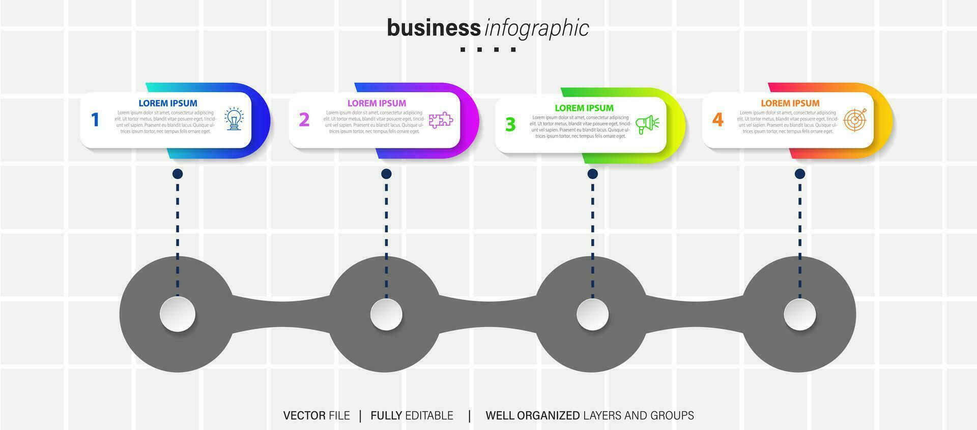 Business infographic template. Thin line design label with icon and 4 options, steps or processes. vector