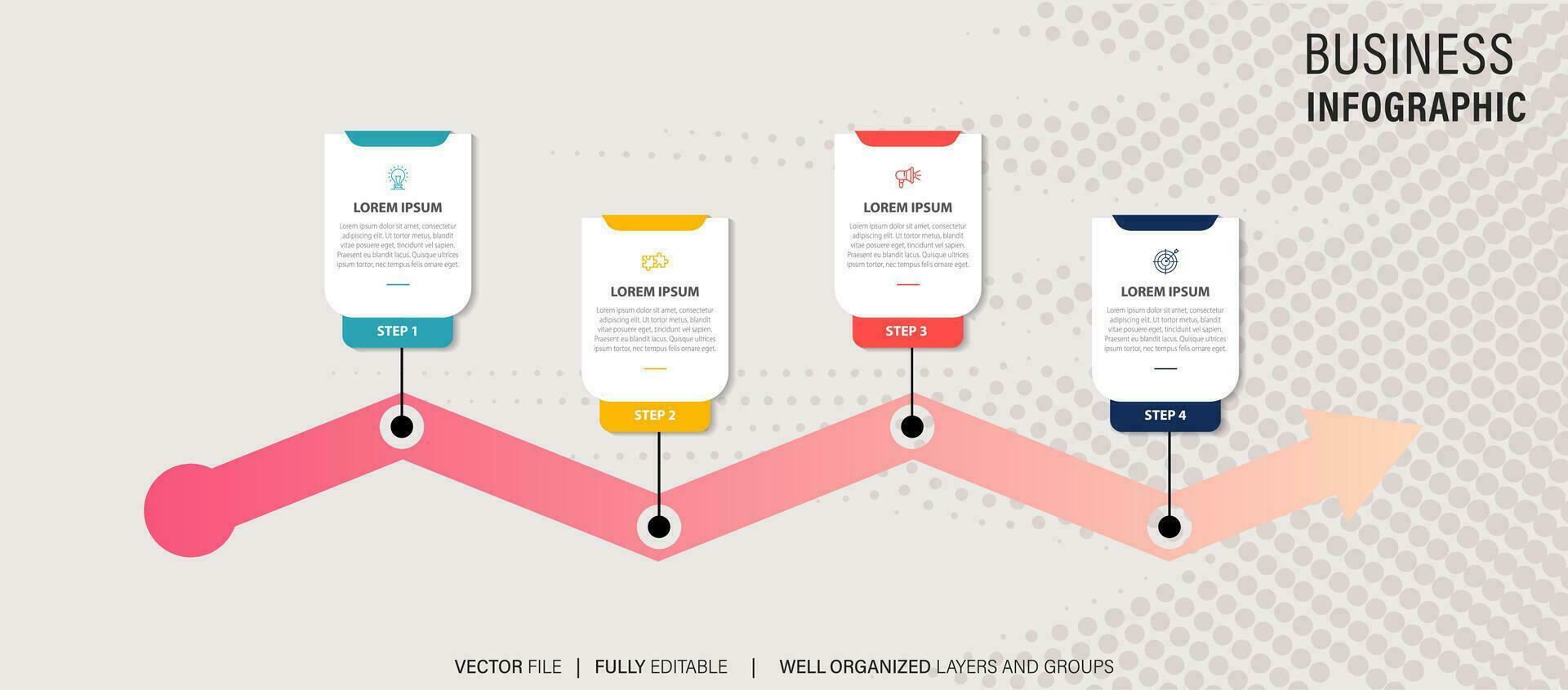 Delgado línea cronograma mínimo infografía concepto con cuatro períodos vector