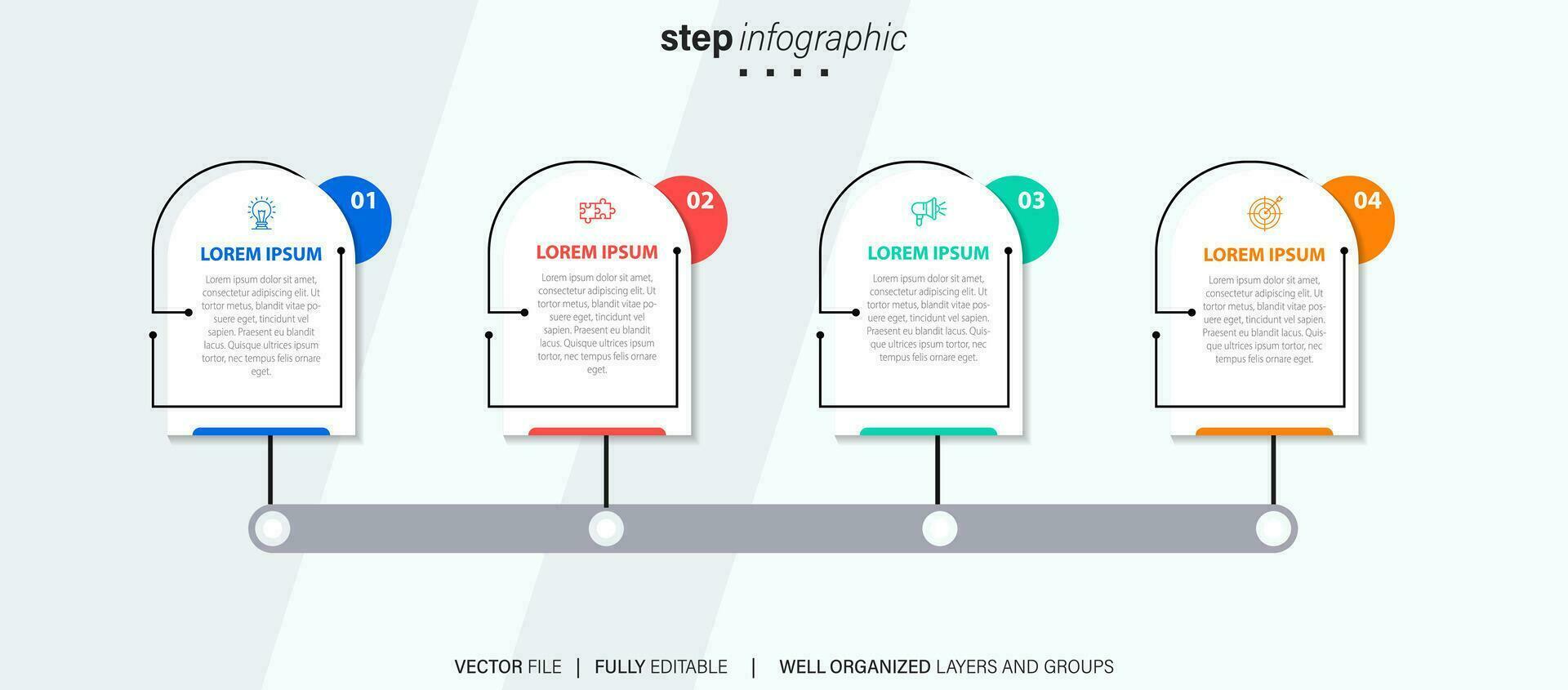 infografía diseño modelo. cronograma concepto con 4 4 pasos vector