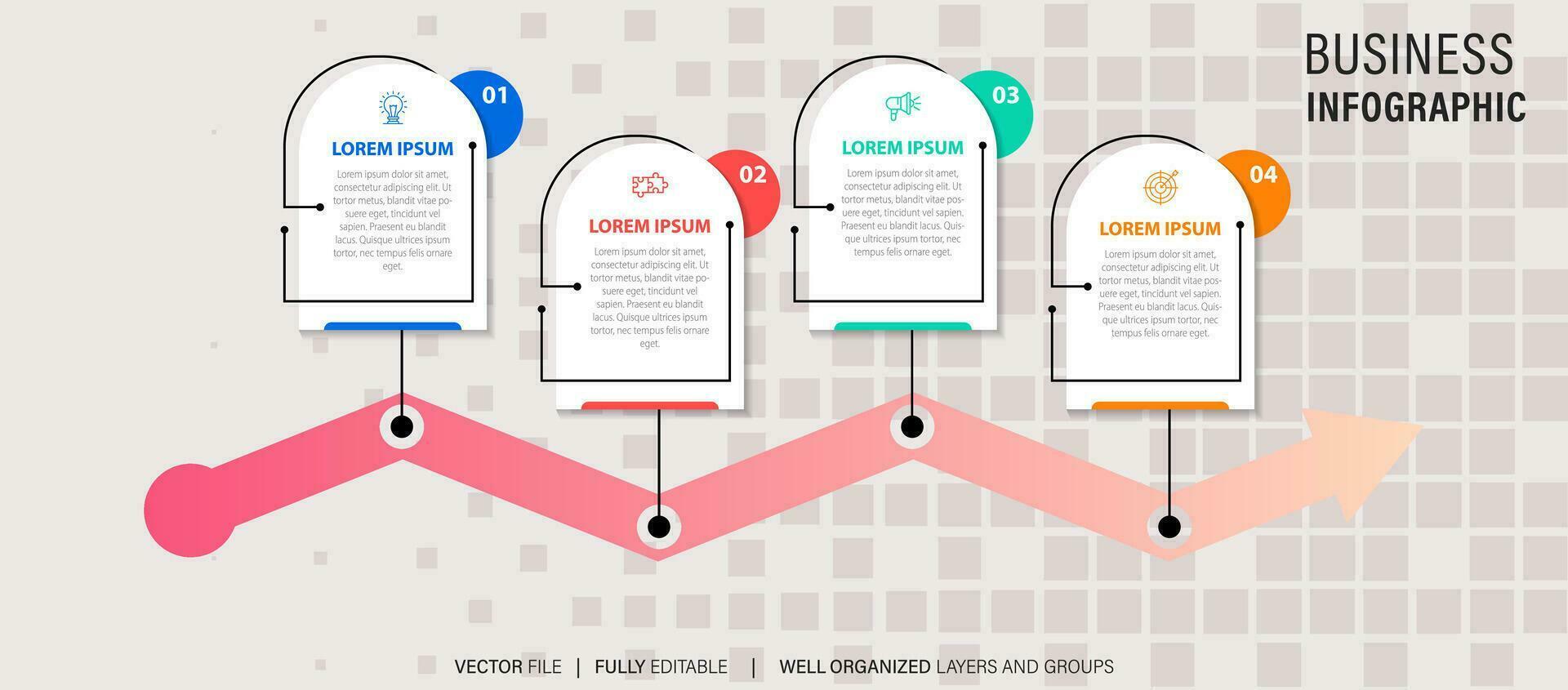 creativo concepto para infografía línea de tiempo proceso cuadro. resumen elementos de grafico, diagrama con 4 4 pasos, opciones, partes o procesos. vector negocio modelo para presentación.