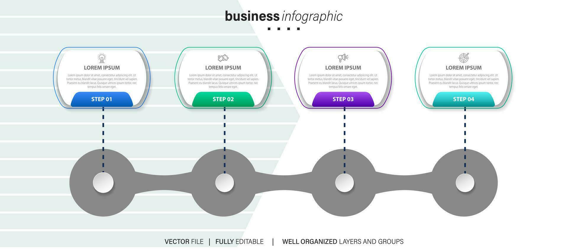 Steps business data visualization timeline process infographic template design with icons vector