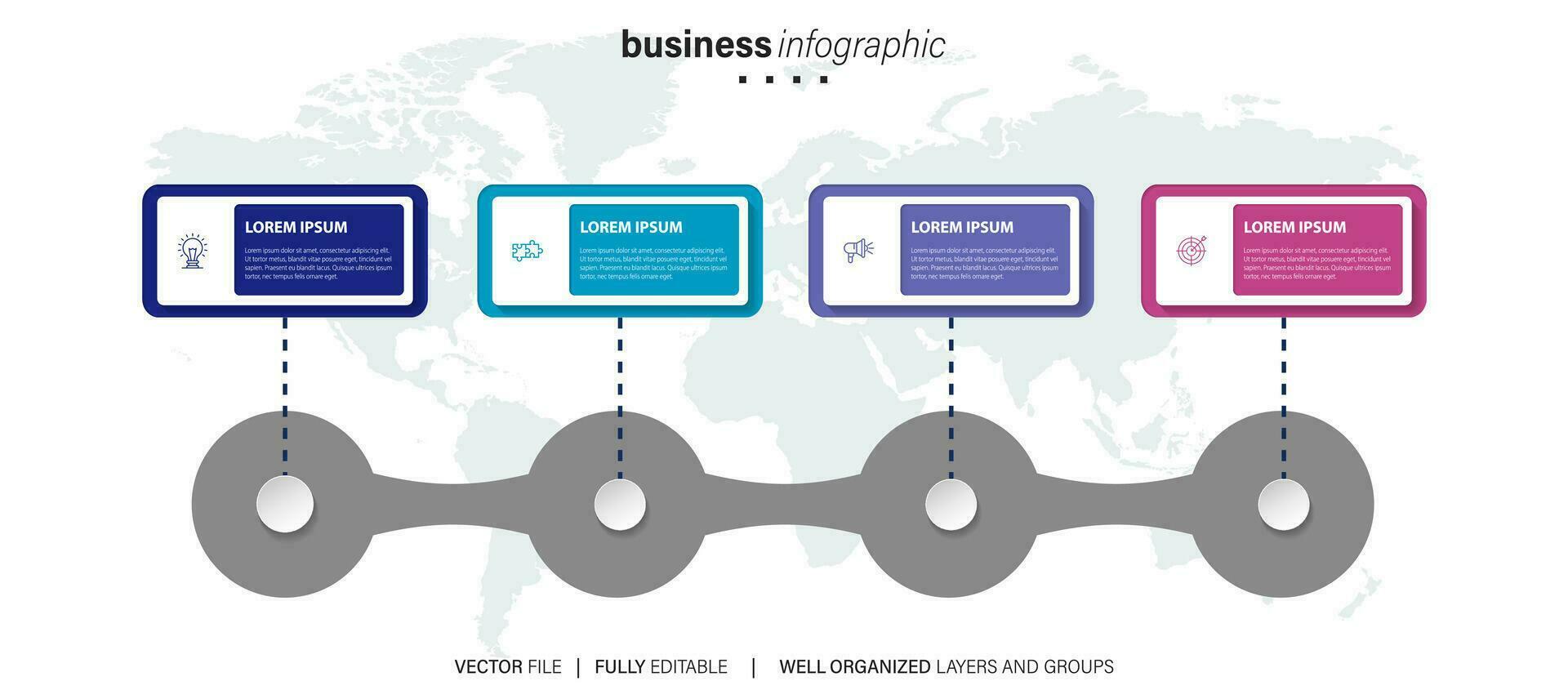 infografia diseño plantilla, negocio concepto con 4 4 pasos o opciones, lata ser usado para flujo de trabajo disposición, diagrama, anual informe, web diseño.creativo bandera, etiqueta vector. vector