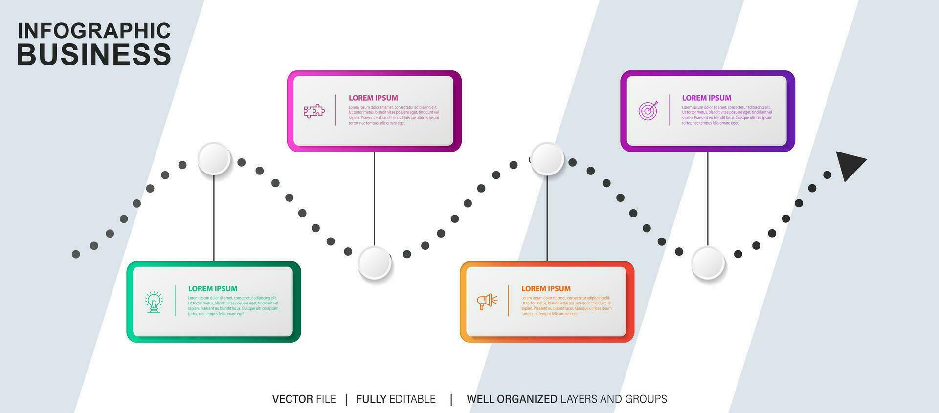 iconos de infografía de línea de tiempo de mapa de ruta de negocios diseñados para plantilla de fondo abstracto elemento de hito diagrama moderno tecnología de proceso marketing digital presentación de datos gráfico ilustración vectorial vector