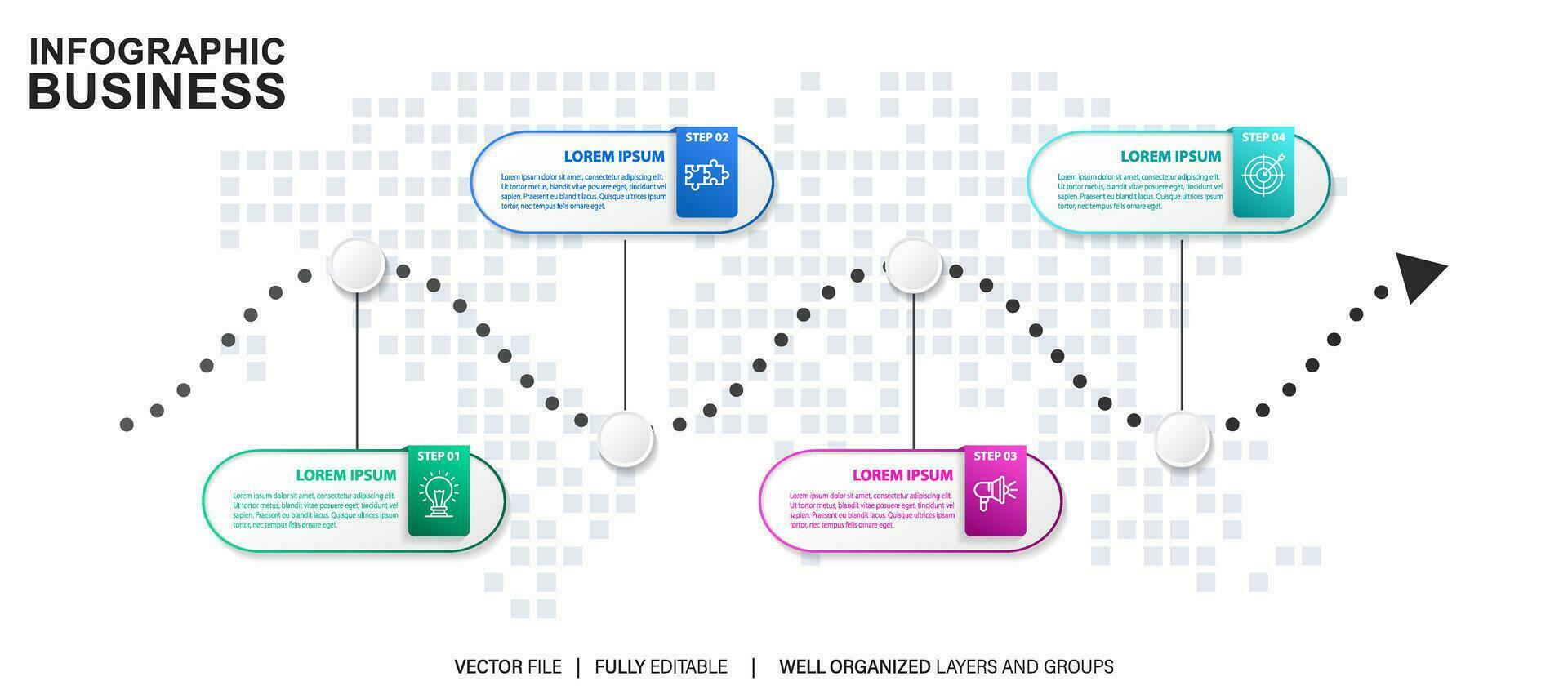 Timeline infographic thin line design with icons. Template for graph, diagram, presentations. Business concept with 4 options. Vector illustration.