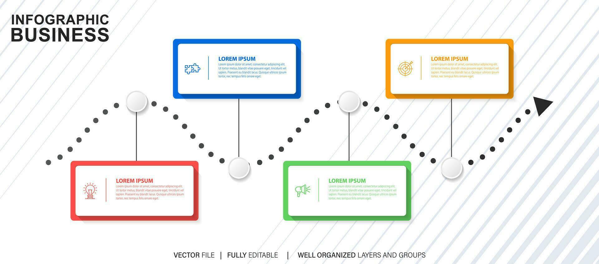 Timeline infographic thin line design with icons. Template for graph, diagram, presentations. Business concept with 4 options. Vector illustration.