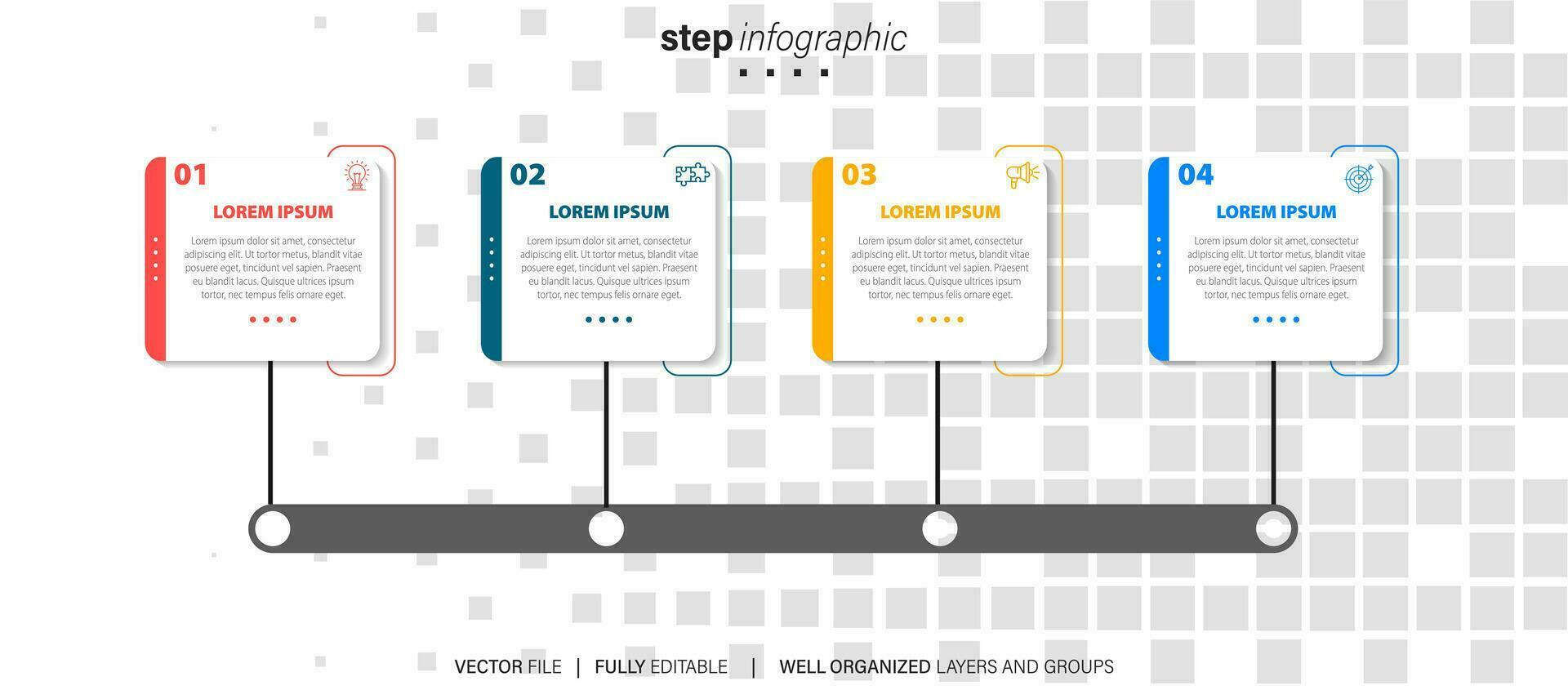 Timeline infographic thin line design with icons. Template for graph, diagram, presentations. Business concept with 4 options. Vector illustration.