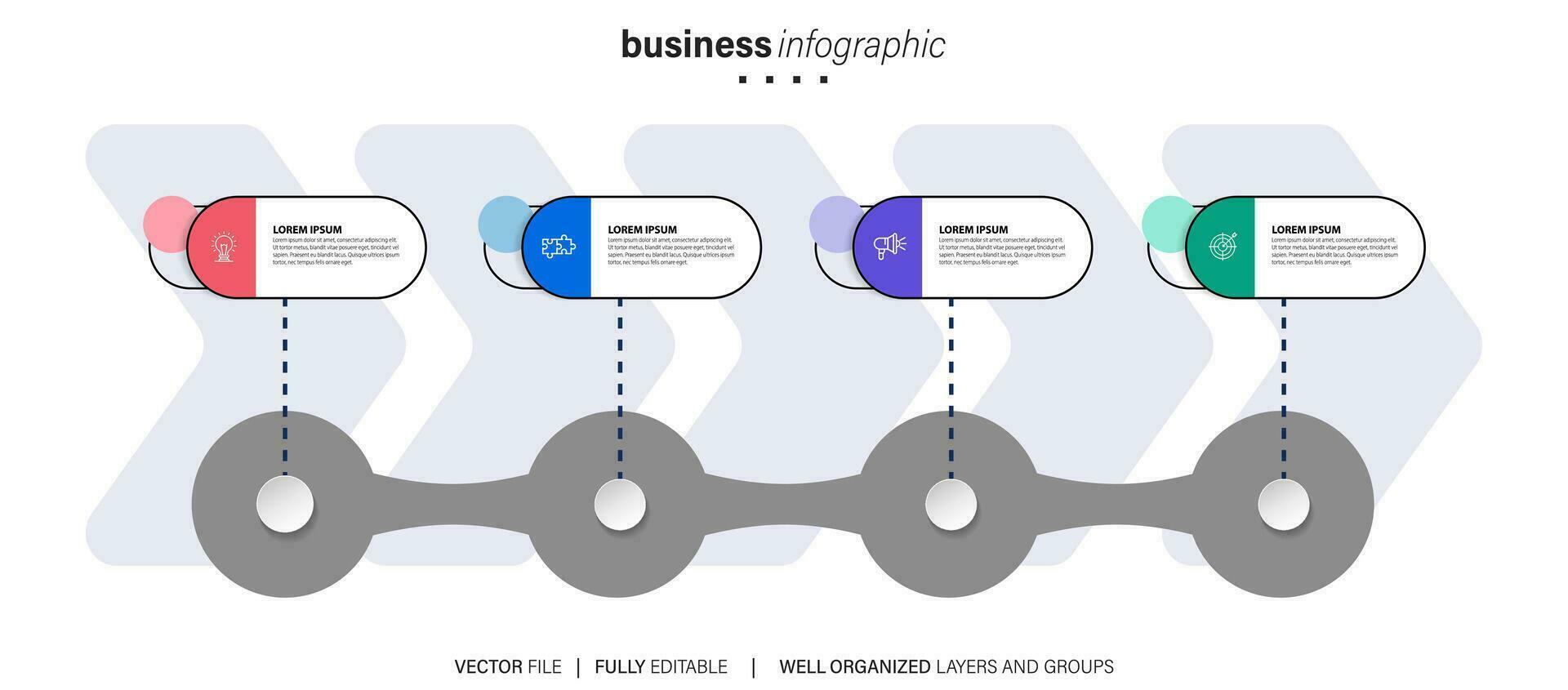 Timeline infographic thin line design with icons. Template for graph, diagram, presentations. Business concept with 4 options. Vector illustration.