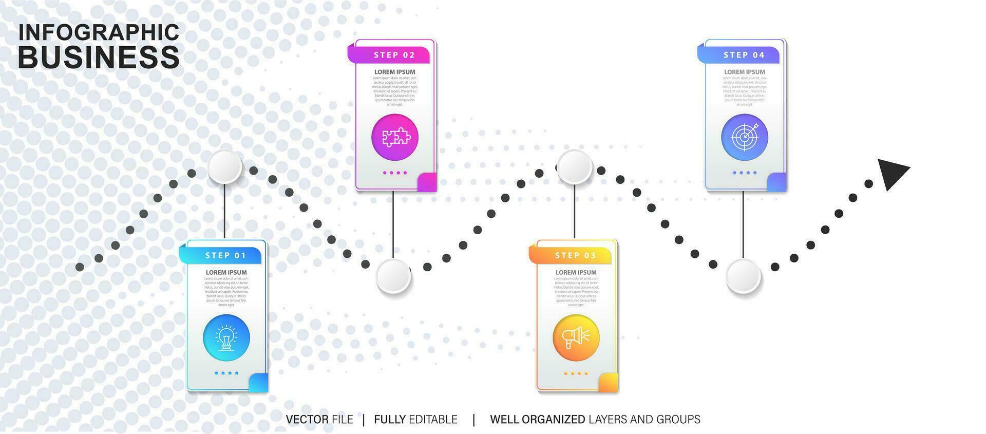 Business infographic template. Thin line design label with icon and 4 options, steps or processes. vector