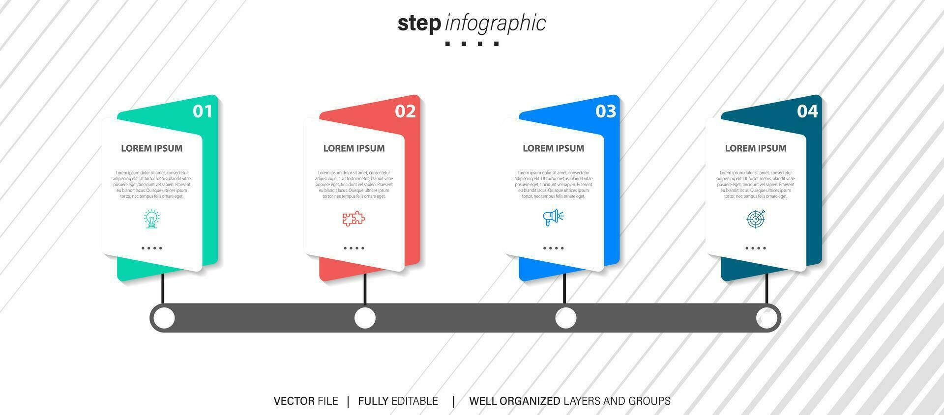 cronograma infografía Delgado línea diseño con iconos modelo para grafico, diagrama, presentaciones negocio concepto con 4 4 opciones vector ilustración.