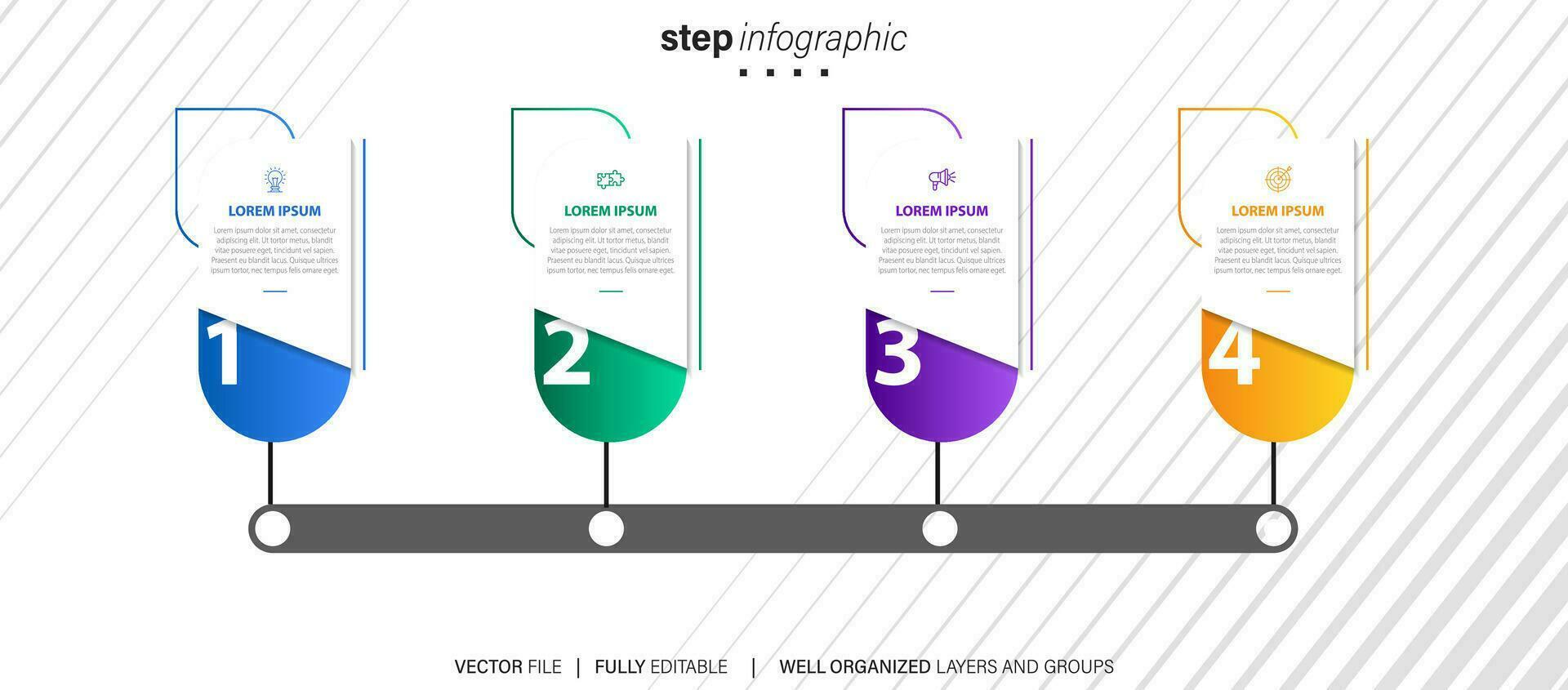 cronograma infografía Delgado línea diseño con iconos modelo para grafico, diagrama, presentaciones negocio concepto con 4 4 opciones vector ilustración.