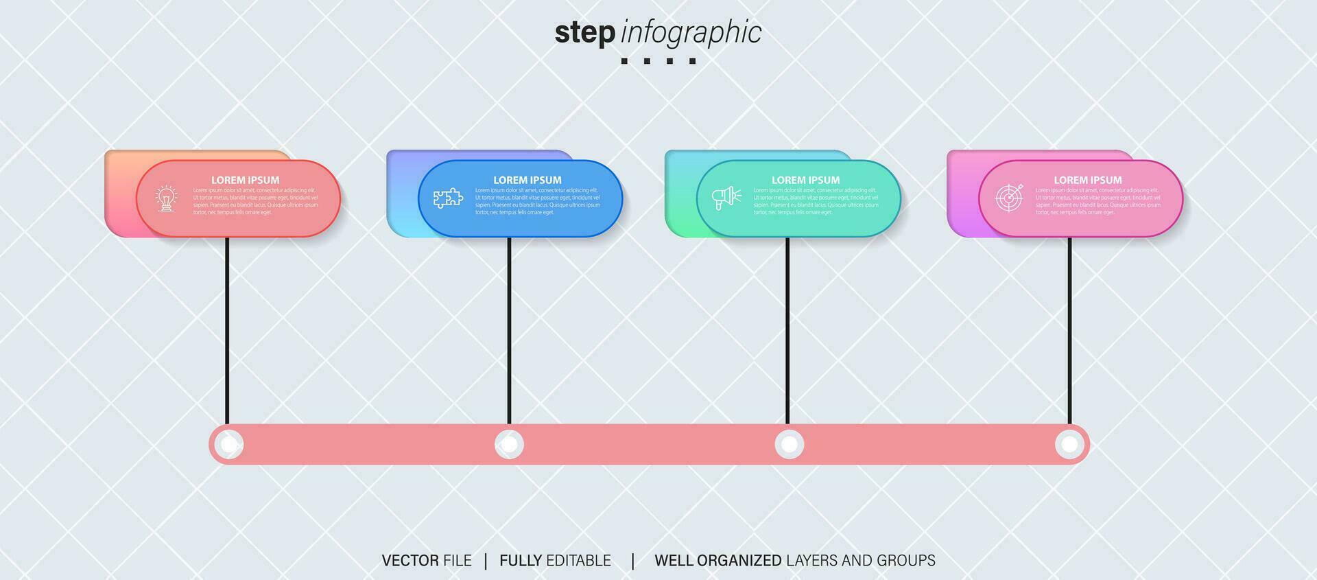 cronograma infografía Delgado línea diseño con iconos modelo para grafico, diagrama, presentaciones negocio concepto con 4 4 opciones vector ilustración.
