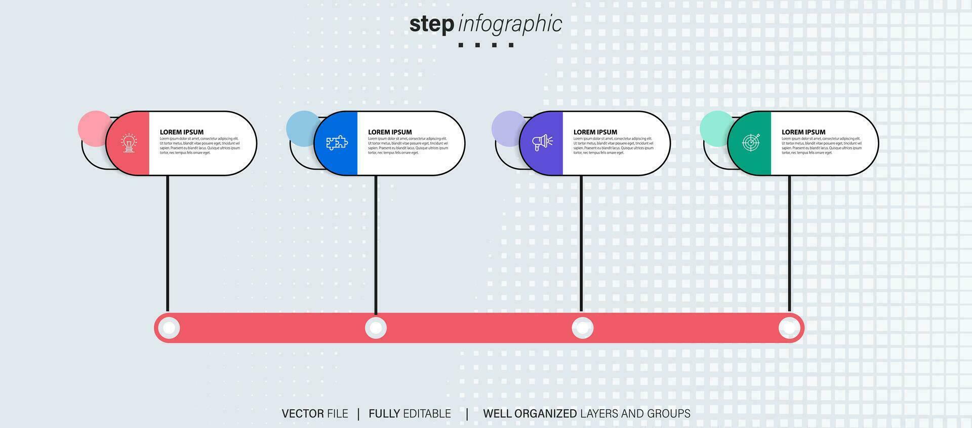 cronograma infografía Delgado línea diseño con iconos modelo para grafico, diagrama, presentaciones negocio concepto con 4 4 opciones vector ilustración.