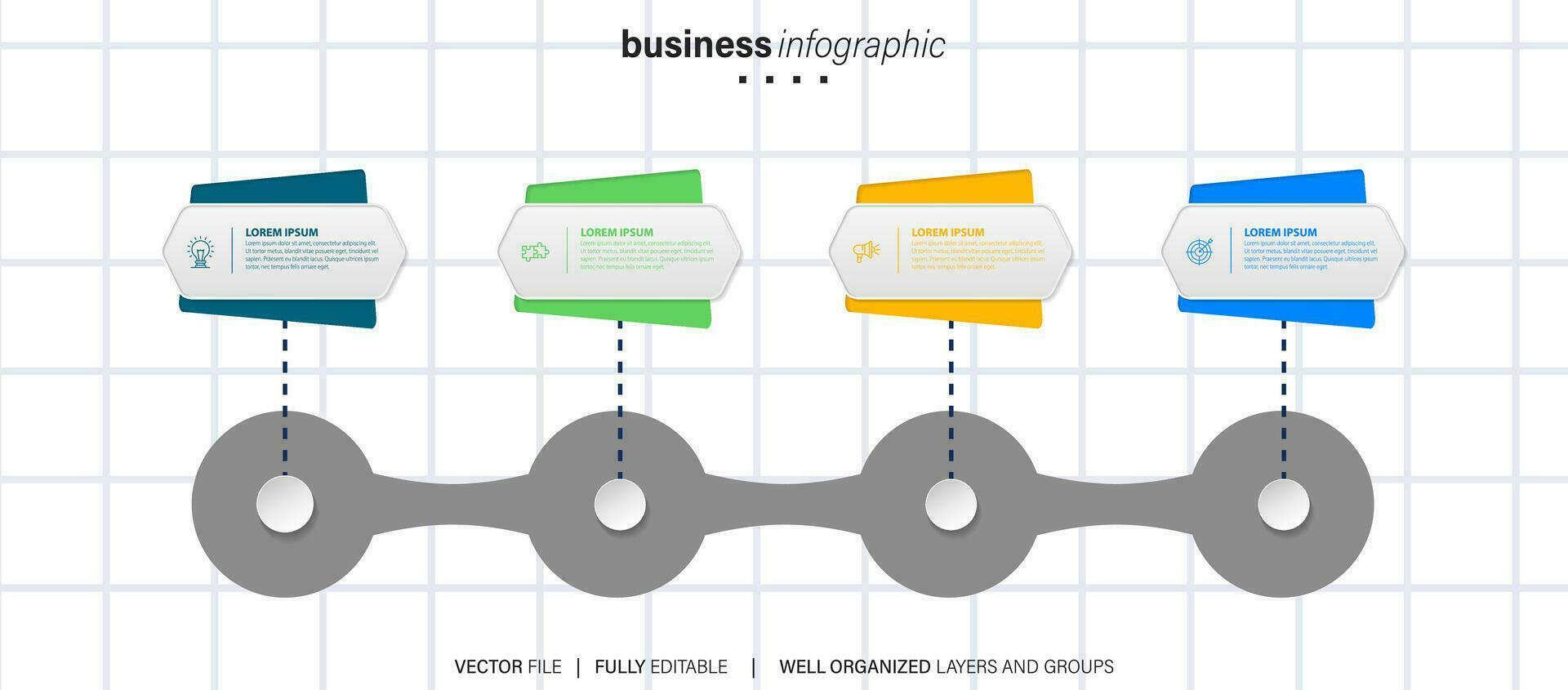 Timeline infographic thin line design with icons. Template for graph, diagram, presentations. Business concept with 4 options. Vector illustration.