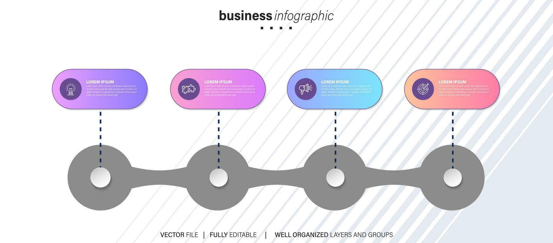 Timeline infographic thin line design with icons. Template for graph, diagram, presentations. Business concept with 4 options. Vector illustration.