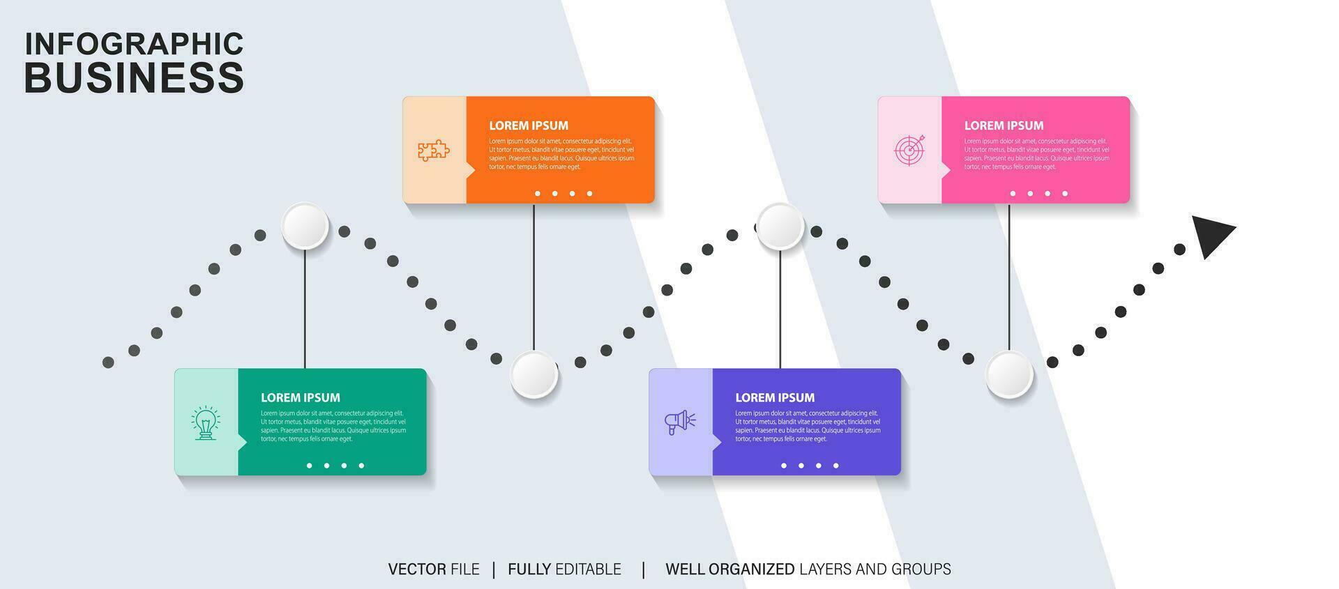 Timeline infographic thin line design with icons. Template for graph, diagram, presentations. Business concept with 4 options. Vector illustration.